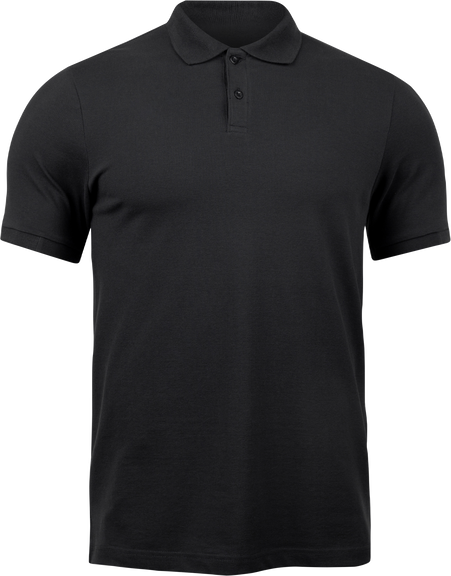 Front View of a Black Polo Shirt